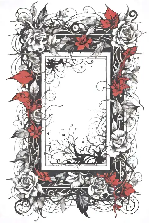 Picture Frame Made From Flowers And Thorny Vines