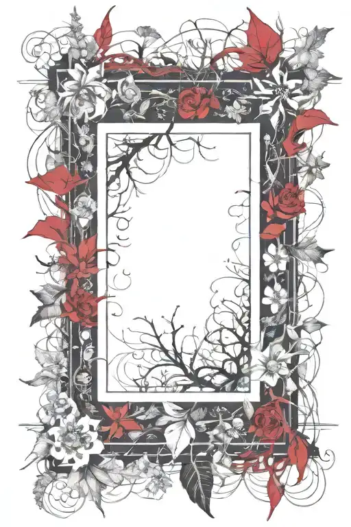 Picture Frame Made From Flowers And Thorny Vines