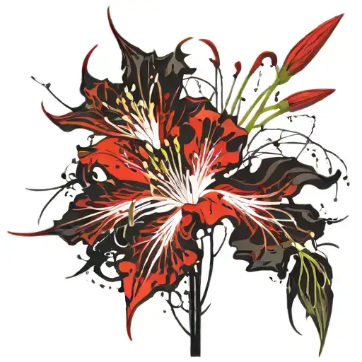 Red Spider Lily On A White Background