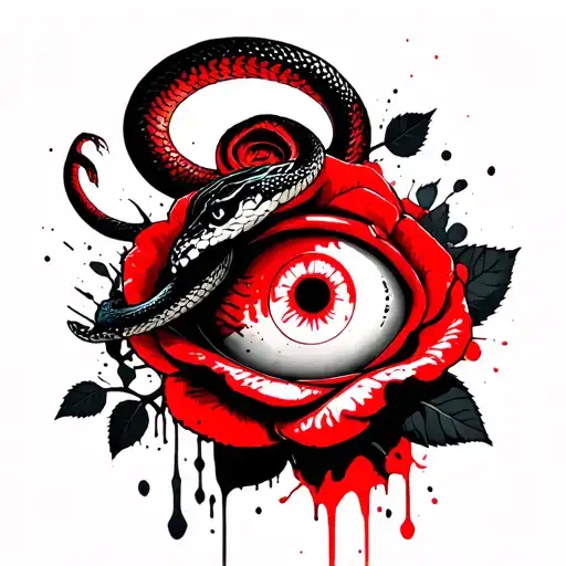 Rose And Snake With Sharingan Eye Wrapped Around The Clavicle