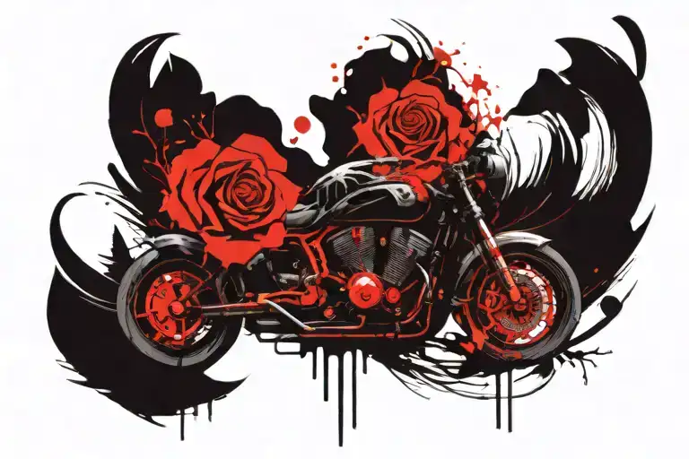 Motorcycle Skull Rose Lion