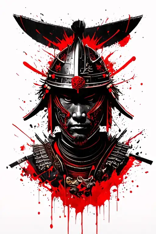 Samurai Head With Helmet