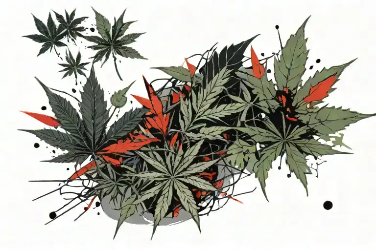 Cannabis Leaf Single Line