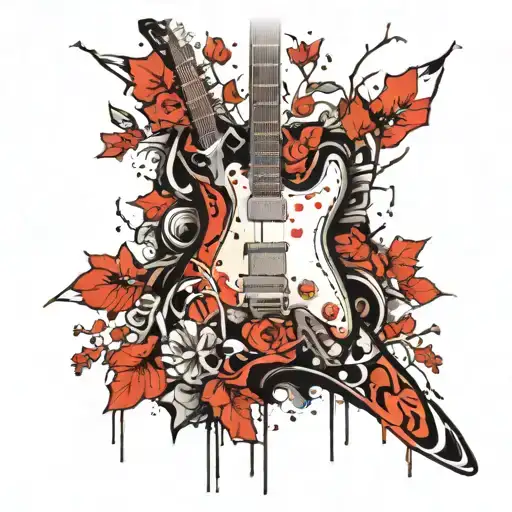 Vertical Rock Guitar Neck As A Daphne Tree With Jasmin Flowers On It