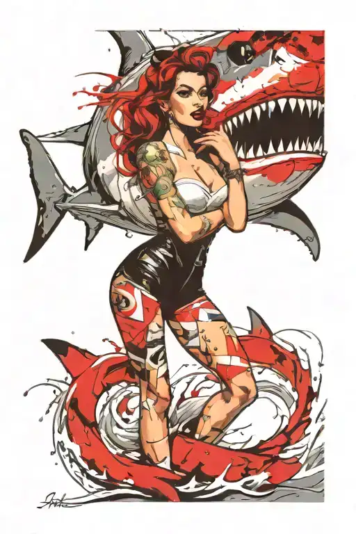 Pinup Girl Great White Shark