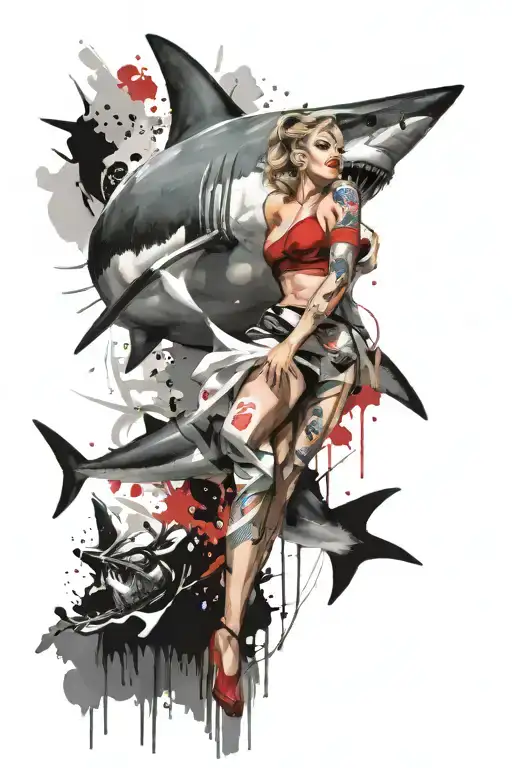 50S Pinup Girl Great White Shark
