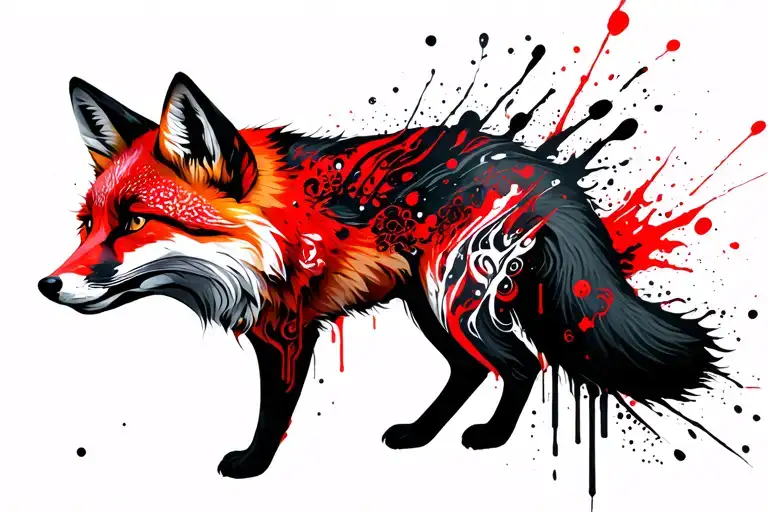 Fox In Japanese Style Of Realism Neck