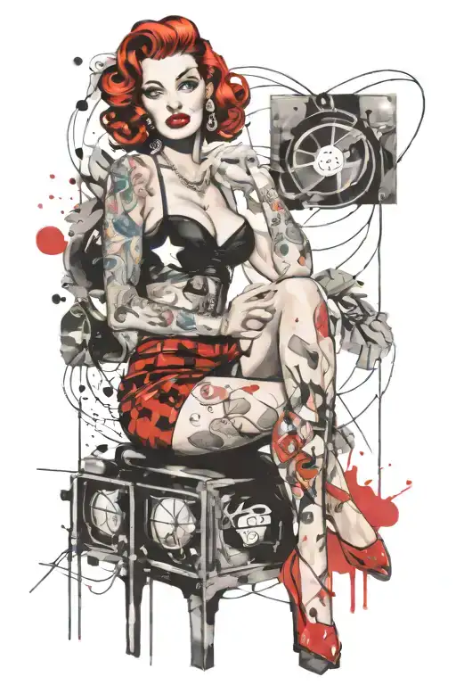 50S Pinup Girl Sitting