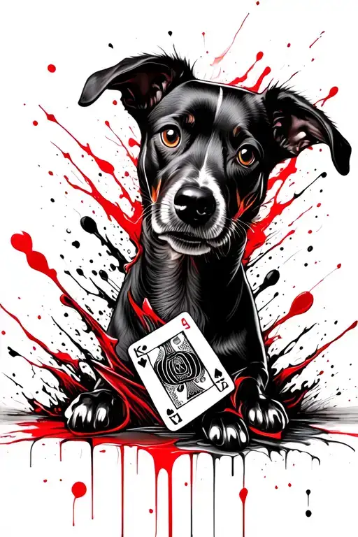 Dog With Playing Cards In It's Paw