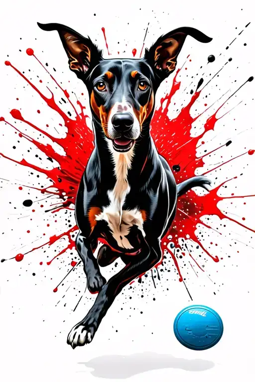 Black Greyhound Jumping To Catch A Blue Frisbee