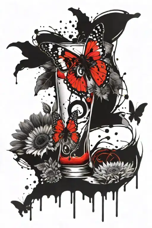 Amanda Hour Glass With Sand Butter Fly With Sunflowers And Star