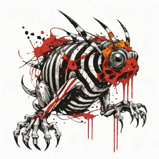 A Creepy Creature With Multiple Black Stripes