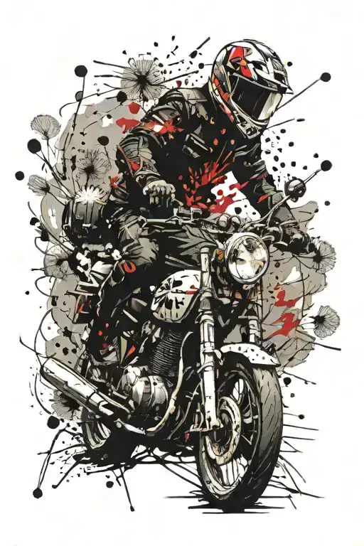 Motorbike And Dandelion Blowing