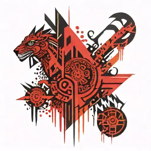 Aztec Style Tattoo For Back Symmetrical Vertical And Horizontal