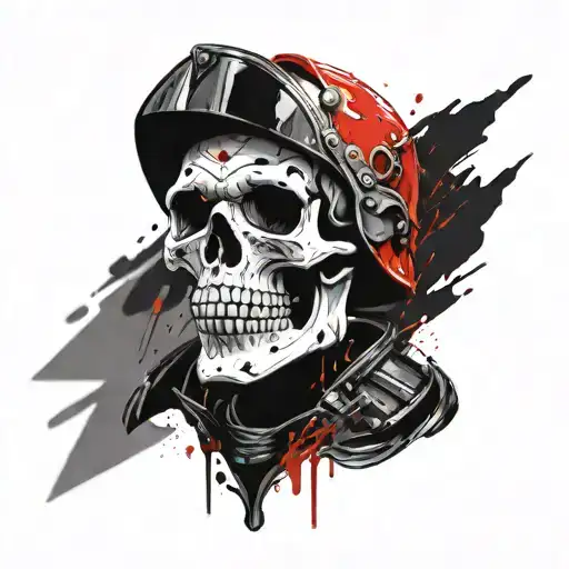 Skull Wearing Roman Helmet Stabbed With Blade