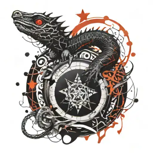 Ouroboros With Scales Inverted Star