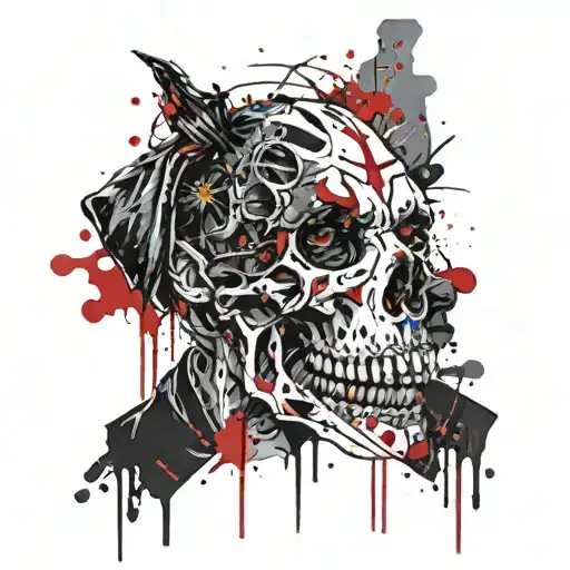 Dog Head And Skull Face