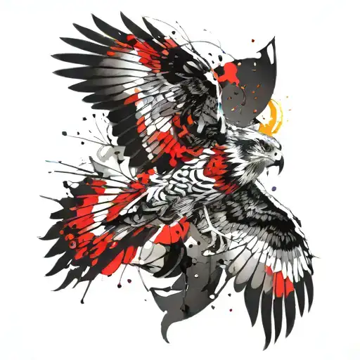 Falcon In Flight To The Sun