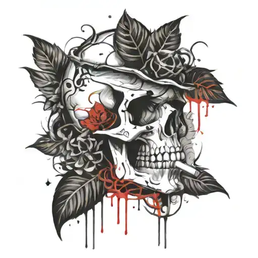 Plants With A Dangerous Skull Smoking Cigarette