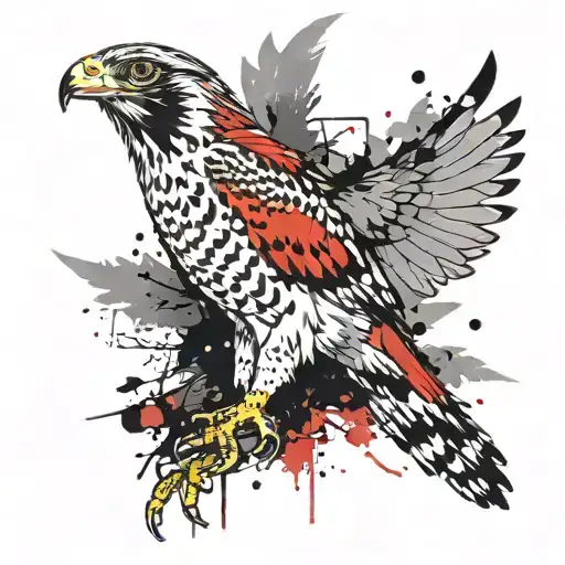 Falcon Against The Background Of The Forest