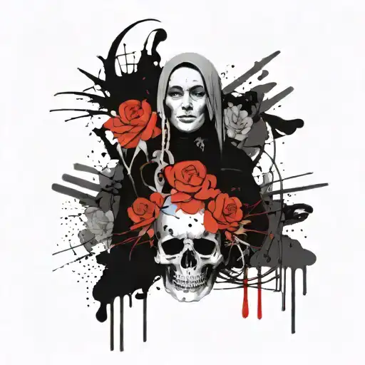 St Rita De Cascia With Skull