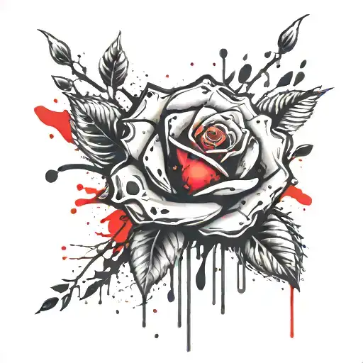 Bleeding Red Rose Surrounded