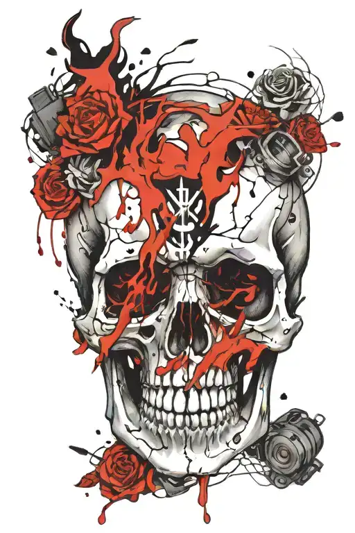 Child's Skull Surrounded By Fire Rising