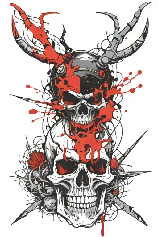 Skull And Oni Japanese Style