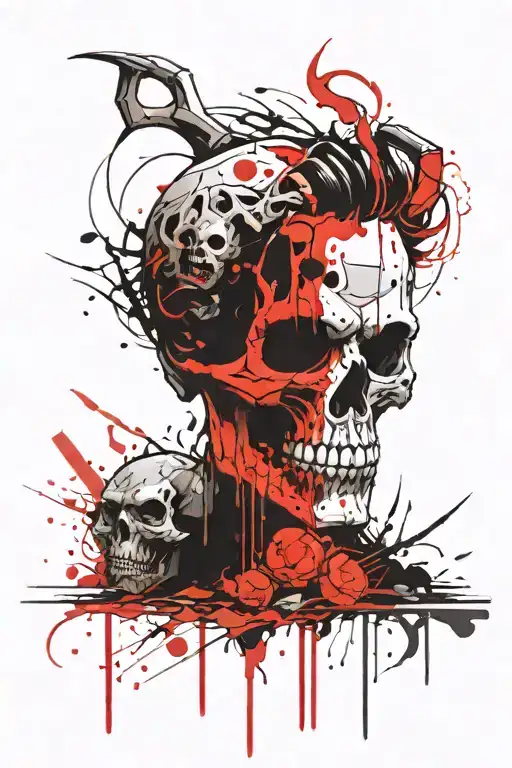 Skull And Demon Oni Japanese Style