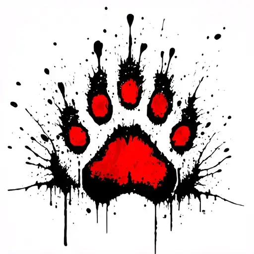 Bear Paw Print With Roots