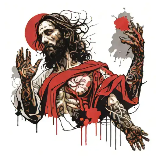 Jesus Christ Looking Down In Clouds