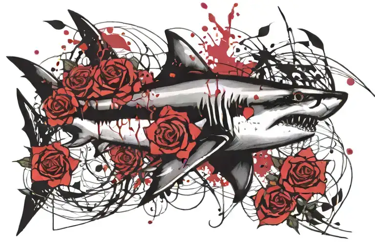 Shark With Shadows And Roses Entwined