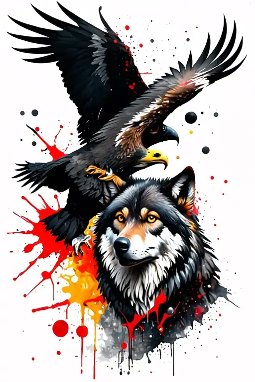 Wolf And Eagle Intertwined