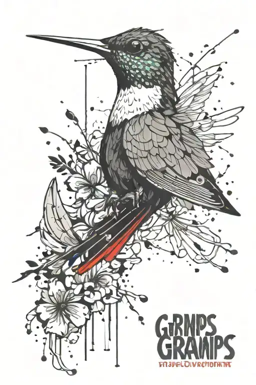 Crying Hummingbird Perched Atop Word Gramps