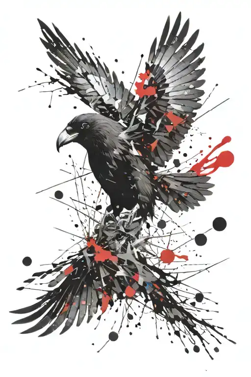 A Crow Leaving Behind Colorfull Particles