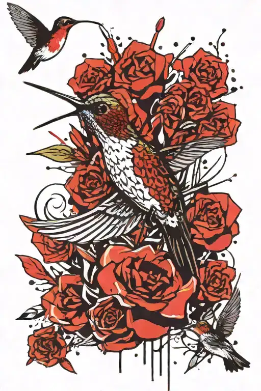 Crying Hummingbird Flying Above The Word Gramps