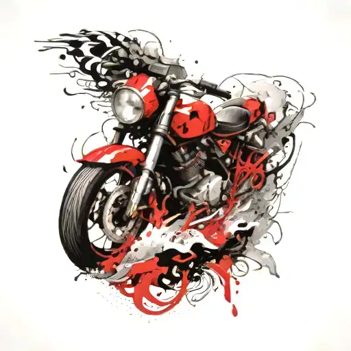 A Motorcycle Merging With Waves Of The Ocean