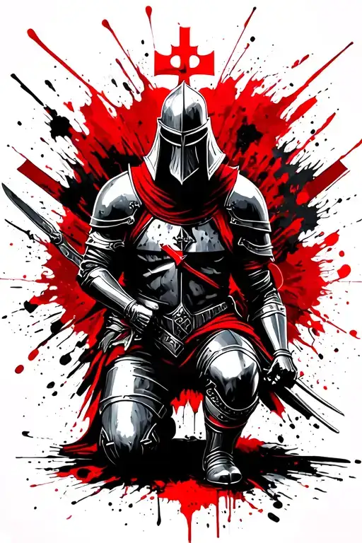 Kneeling Knights Templar Knight