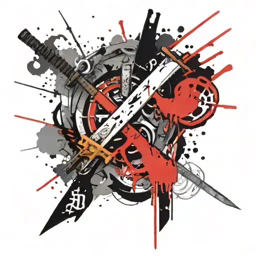 The Number 8 With A Katana Going Down The Middle Of The 8