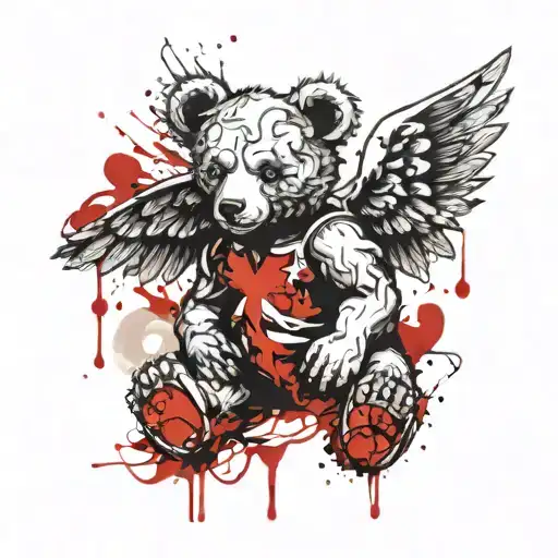 Teddy Bear With Angel Wings On A Cloud