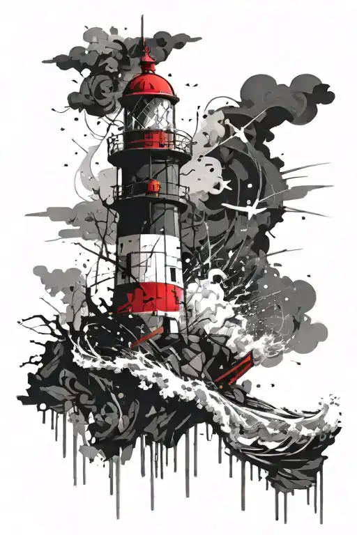 A Lighthouse Standing Tall Against Crashing Waves