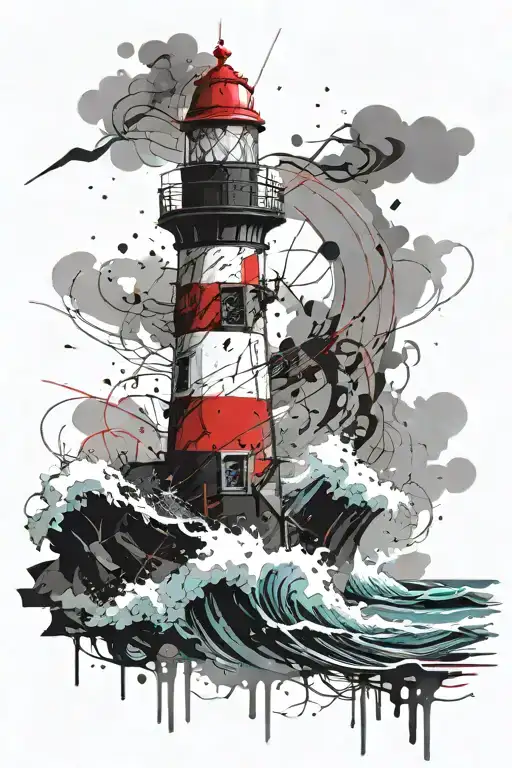 A Lighthouse Standing Tall Against Crashing Waves