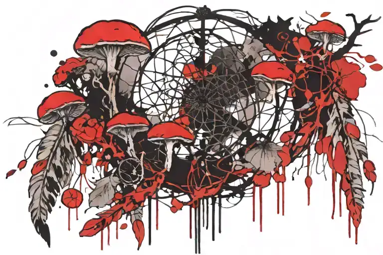 Mushroom Forest Dream Catcher Entangled