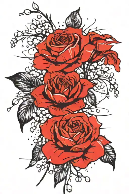 Two Bouquets Of Mirrored Camellia And Lily Of The Valley Flowers