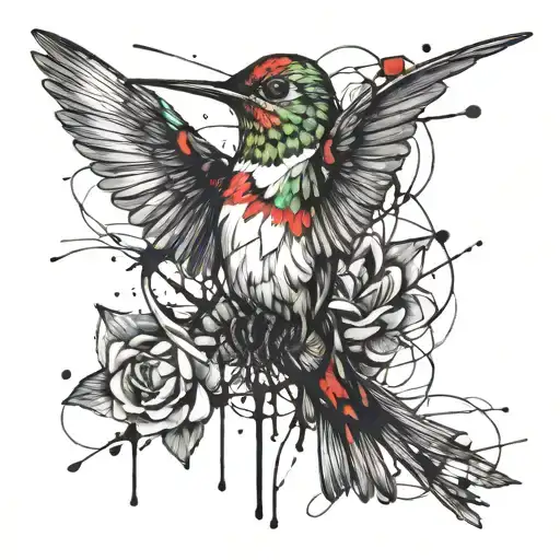 Humming Bird And A Flower