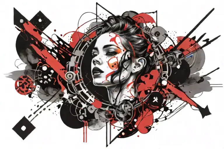 A Kink-themed Tattoo Featuring A Cosmic Background With A Luxurious Touch