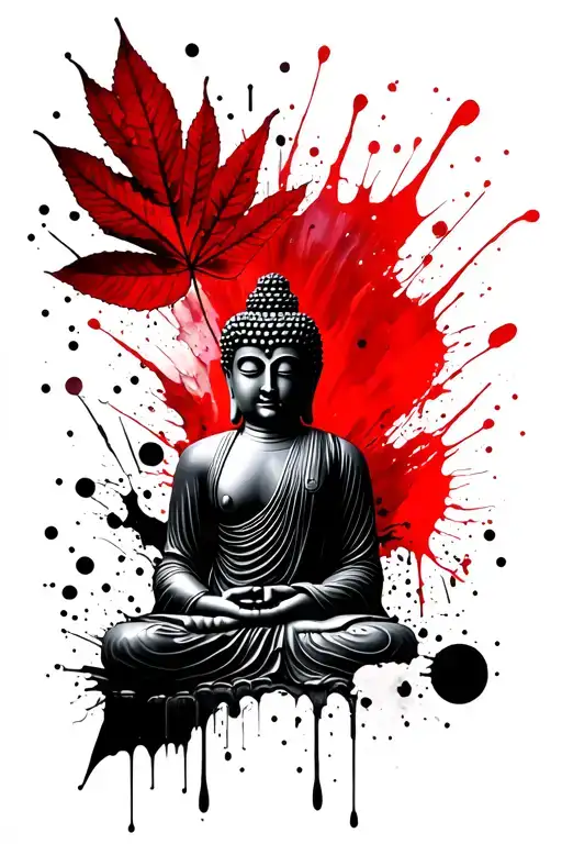 Leaf And Buddha Surrounded