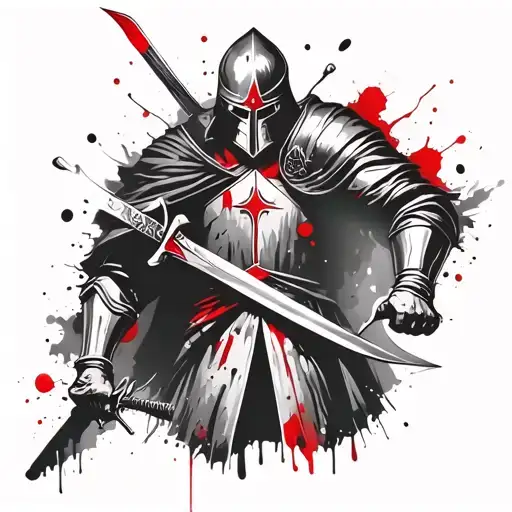 Crusader Holding Sword