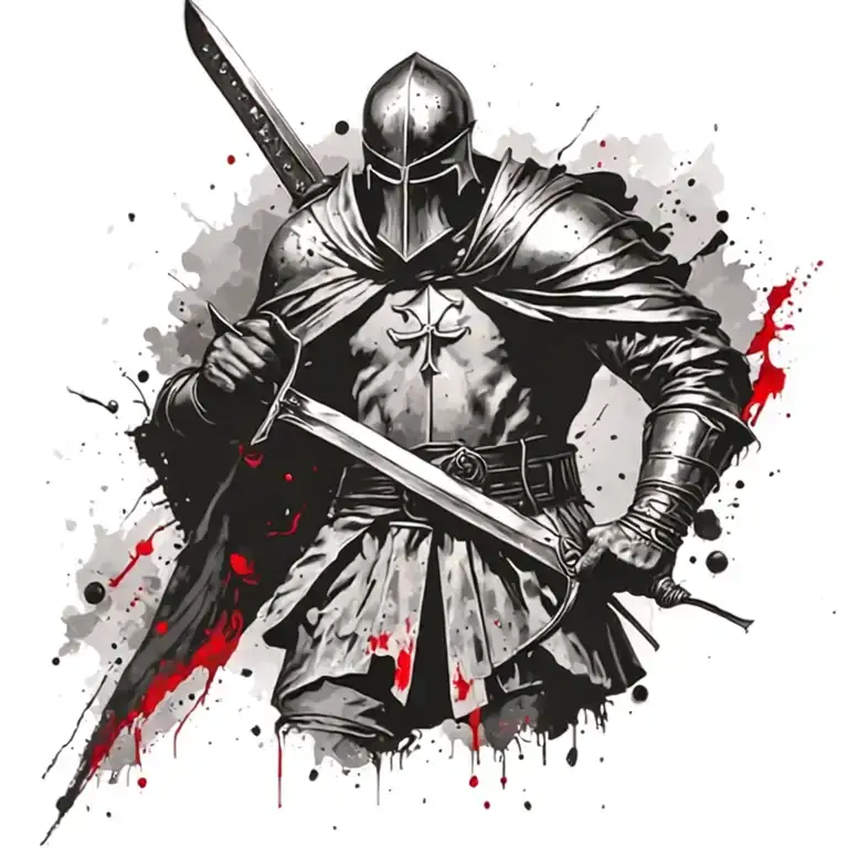 Crusader Holding Sword