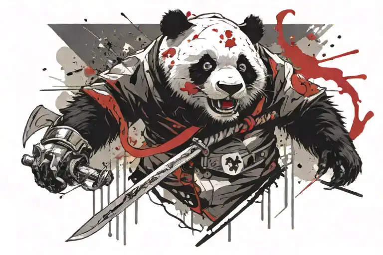 Devil Panda With A Katana Sword